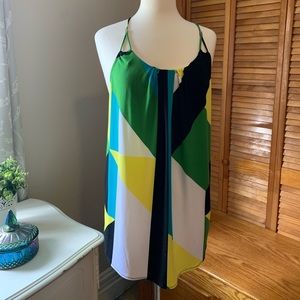Worthington abstract colorblock sleeveless shell
